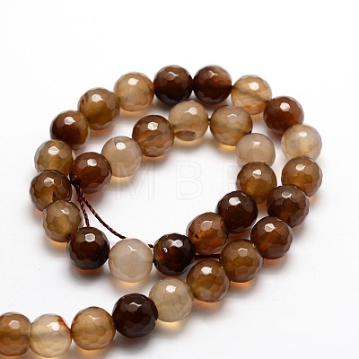 Dyed Natural Agate Faceted Round Beads Strands G-E320B-10mm-04-1
