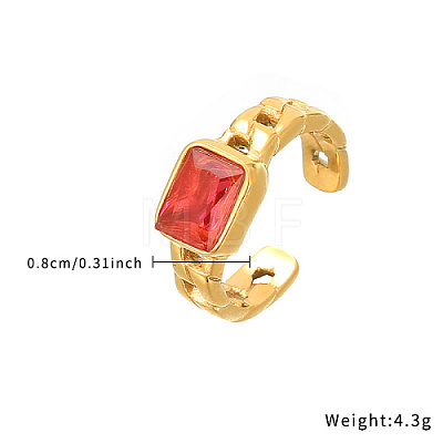 Golden Stainless Steel with Cubic Zirconia Open Cuff Ring VG0935-2-1