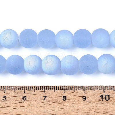 Frosted Transparent Glass Beads Strands GLAA-T032-T10mm-MBB04-1