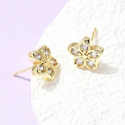 Valentine's Day Brass Micro Pave Clear Cubic Zirconia Stud Earrings EJEW-C186-22G-04-1