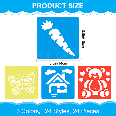 CRASPIRE 4 Sets 4 Style Farm Theme PP Plastic Hollow Out Drawing Painting Stencils Templates DIY-CP0010-52C-1