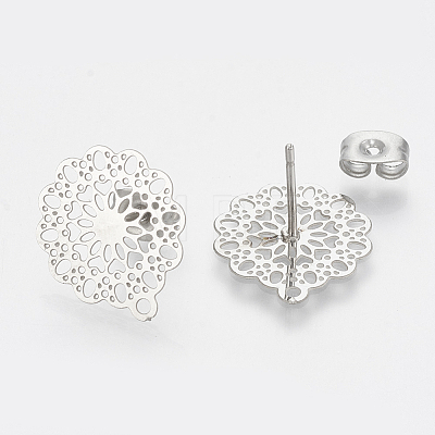 Non-Tarnish 304 Stainless Steel Stud Earring Findings X-STAS-S079-34B-1