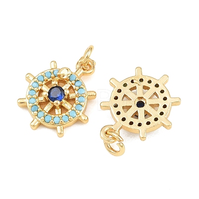 Brass Micro Pave Cubic Zirconia Charms KK-Q085-05B-G-1