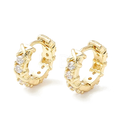 Clear Cubic Zirconia Chunky Hinged Hoop Earrings for Women X-EJEW-P196-24G-1