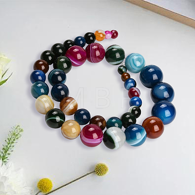 1 Strand  Natural Banded Agate Graduated Beads Strands G-PA0002-04A-1