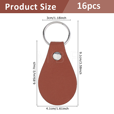 16Pcs Teardrop PU Leather Keychains KEYC-DC0001-47B-1