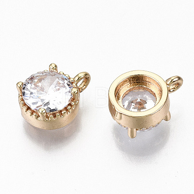 Brass Glass Rhinestone Charms X-GLAA-S179-32-RS-1