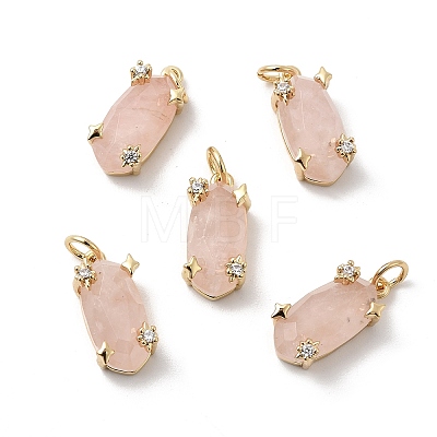 Faceted Natural Rose Quartz Pendants KK-Z137-14G-01-1