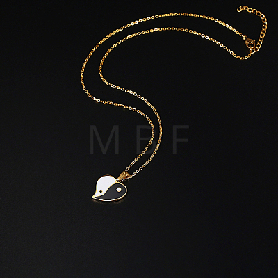 Stainless Steel Enamel Yin Yang Pendant Necklaces for Women VV9279-2-1