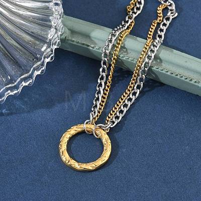 Two Tone 304 Stainless Steel Curb Chain Double Layers Bracelets BJEW-P396-01B-A-1