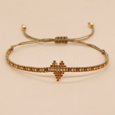 Handmade MIYUKI Glass Seed Bead Heart Braided Bracelets for Women LI3804-3-1