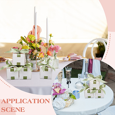 Square Paper Wedding Candy Storage Boxes with Ribbon AJEW-WH0609-744A-1