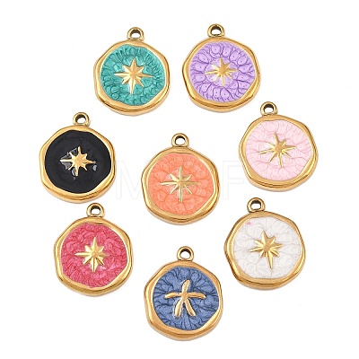 304 Stainless Steel Enamel Pendants STAS-P425-01G-15-1