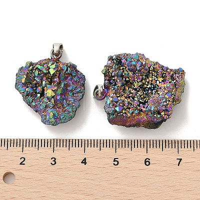 Electroplated Raw Rough Natural Druzy Agate Pendants G-H084-07P-04-1