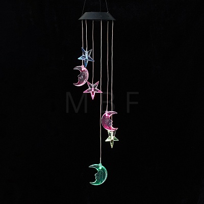 LED Solar Powered Star & Moon Wind Chime HJEW-I009-15-1