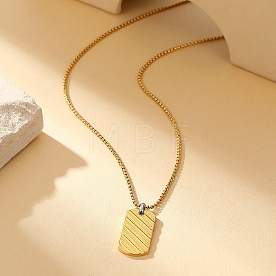 Stainless Steel Simple Texture Rectangle Pendant Necklaces for Men EJ7341-1-1