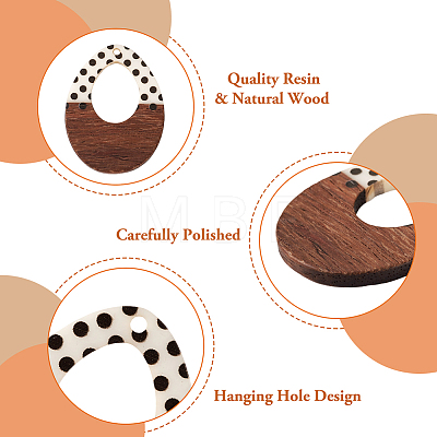 26Pcs 13 Styles Printed Opaque Resin & Walnut Wood Pendants RESI-TA0001-89-1