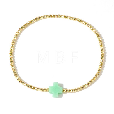 Brass Round Beads Stretch Bracelets VH4184-7-1