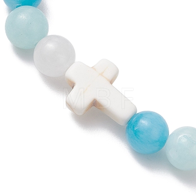 Natural Mashan Jade & White Jade Beaded Stretch Bracelets BJEW-JB11152-1