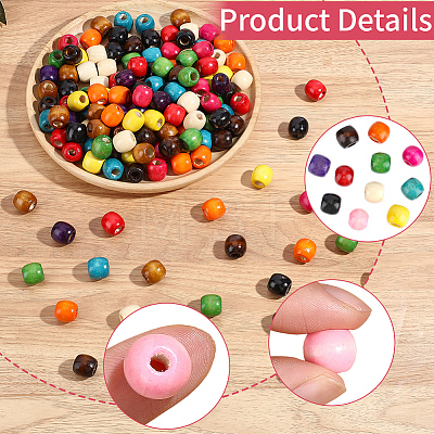 165Pcs 11 Colors Dyed Natural Maple Wood Beads WOOD-PA0001-61B-1