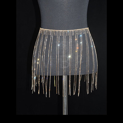 Full Crystal Rhinestone Tassel Skirt Body Chains WGA3B2D-13-1