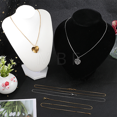 SUNNYCLUE 12Pcs 2 Colors 304 Stainless Steel Box Chain Necklaces Set NJEW-SC0001-20-1