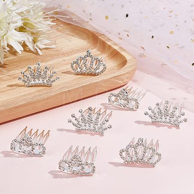 15Pcs 3 Style Crown Alloy Rhinestones Hair Combs FIND-CA0005-94-1