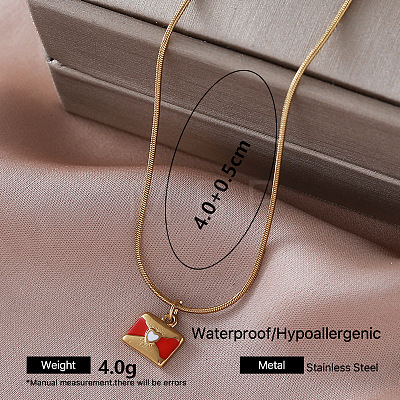 Vintage 304 Stainless Steel Enamel Pendant Necklaces EC1066-5-1