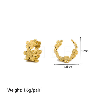 Stainless Steel Flower Cuff Earrings HW4701-1-1