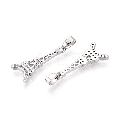 Brass Micro Pave Clear Cubic Zirconia Pendants KK-T080-74P-1