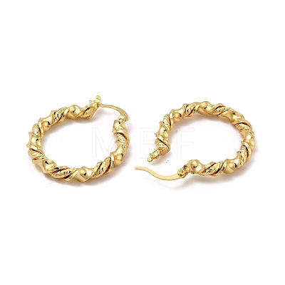 Rack Plating Brass Twist Ring Hoop Earrings for Women EJEW-P221-38G-1