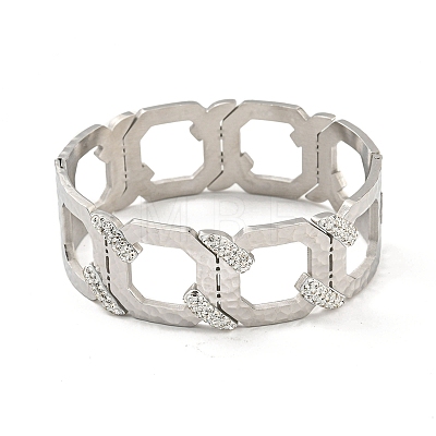 304 Stainless Steel Pave Crystal Rhinestone Hollow Out Hinged Bangles for Women BJEW-D044-09P-1