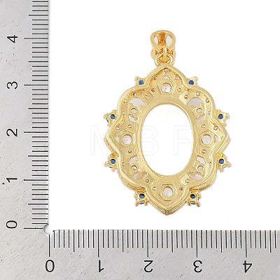 Flower Brass Micro Pave Cubic Zirconia Pendant Cabochon Settings KK-U026-04G-1