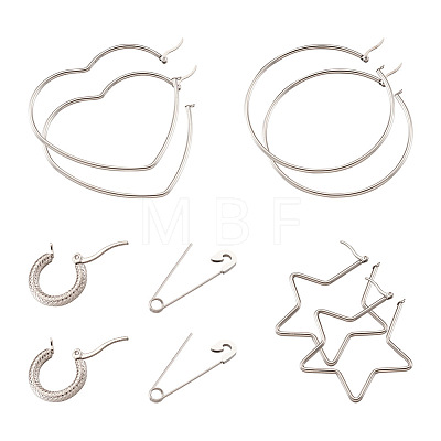201 Stainless Steel Hoop Earrings Sets EJEW-PJ0001-02-1