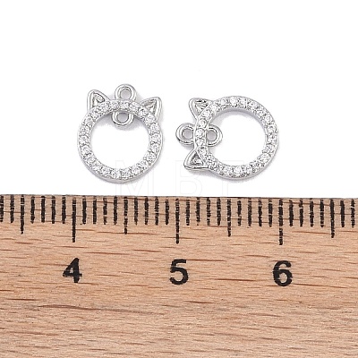 Brass Micro Pave Clear Cubic Zirconia Connector Charms KK-K351-38P-1