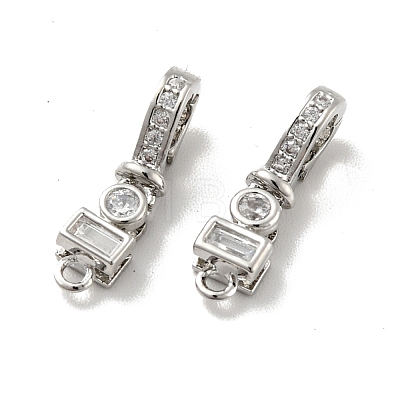 Brass Micro Pave Clear Cubic Zirconia Fold Over Clasps KK-G419-31P-1