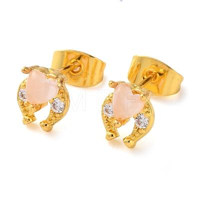 Brass Micro Pave Cubic Zirconia Stud Earrings For Women LS-EJEW-B111-01G-03-1