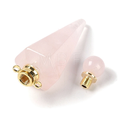 Natural Rose Quartz Faceted Cone Openable Perfume Bottle Big Pendants G-L524-18G-12-1