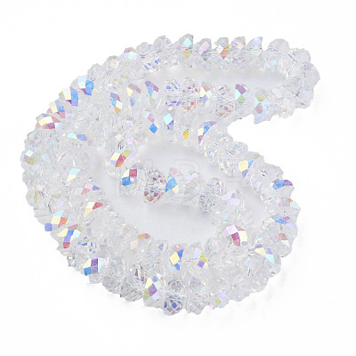 Electroplate Transparent Glass Beads Strands EGLA-N002-37-C01-1