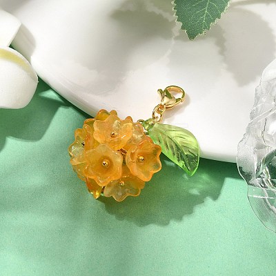 Flower Glass Pendant Decoration HJEW-TA00286-01-1