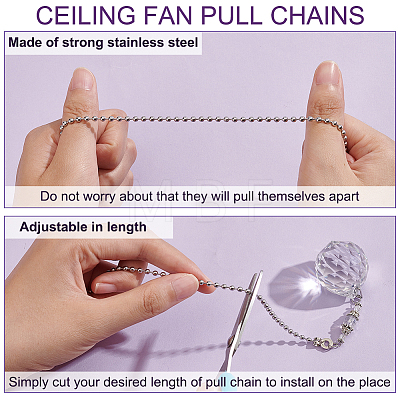 Electorplated Glass Ceiling Fan Pull Chain Extenders FIND-AB00025-1