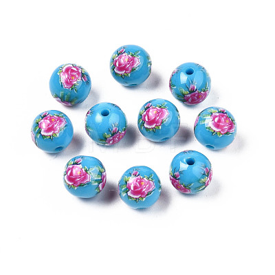 Opaque Printed Acrylic Beads MACR-T043-02B-01-1