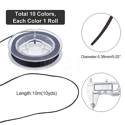   10 Rolls 10 Colors Flat Japanese Crystal Elastic Stretch Thread EW-PH0002-09-1