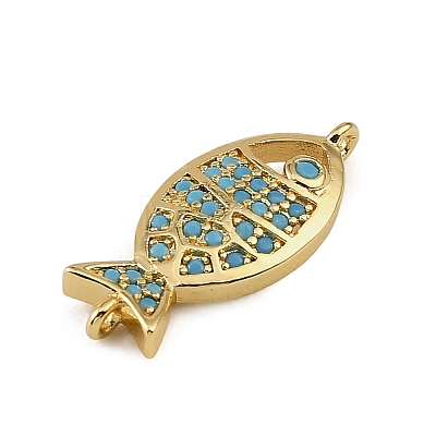 Brass Micro Pave Cubic Zirconia Connector Charms KK-CBAF17A-21G-1