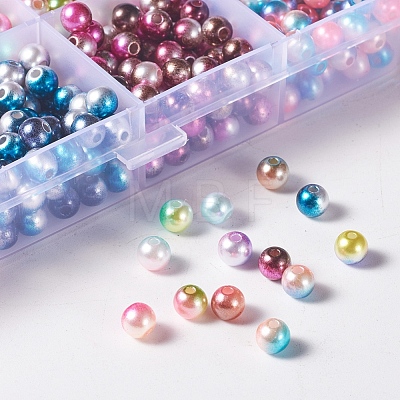 Rainbow ABS Plastic Imitation Pearl Beads OACR-YW0001-02B-1