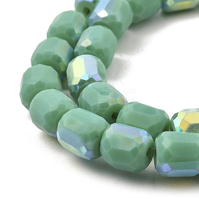 Frosted Imitation Jade Glass Beads Strands GLAA-P058-08A-08-1