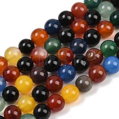 Natural Agate Beads Strands G-B171-B04-8mm-1