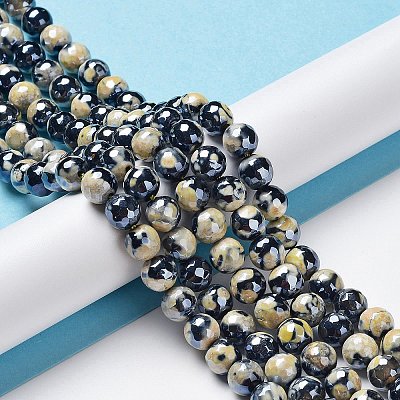 Electroplate Natural Agate Beads Strands G-G0006-A01-08-1