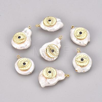 Natural Cultured Freshwater Pearl Pendants PEAR-L025-15G-1