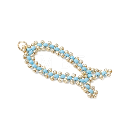 5Pcs Glass Seed Beaded Fish Pendants PALLOY-MZ01173-1